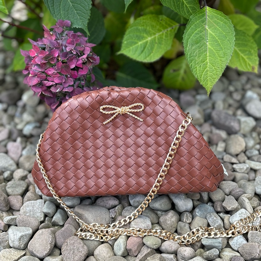 NWT Anthropologies Maeve The Frankie Mini Clutch Crossbody Woven Bow Edition - Picture 10 of 13